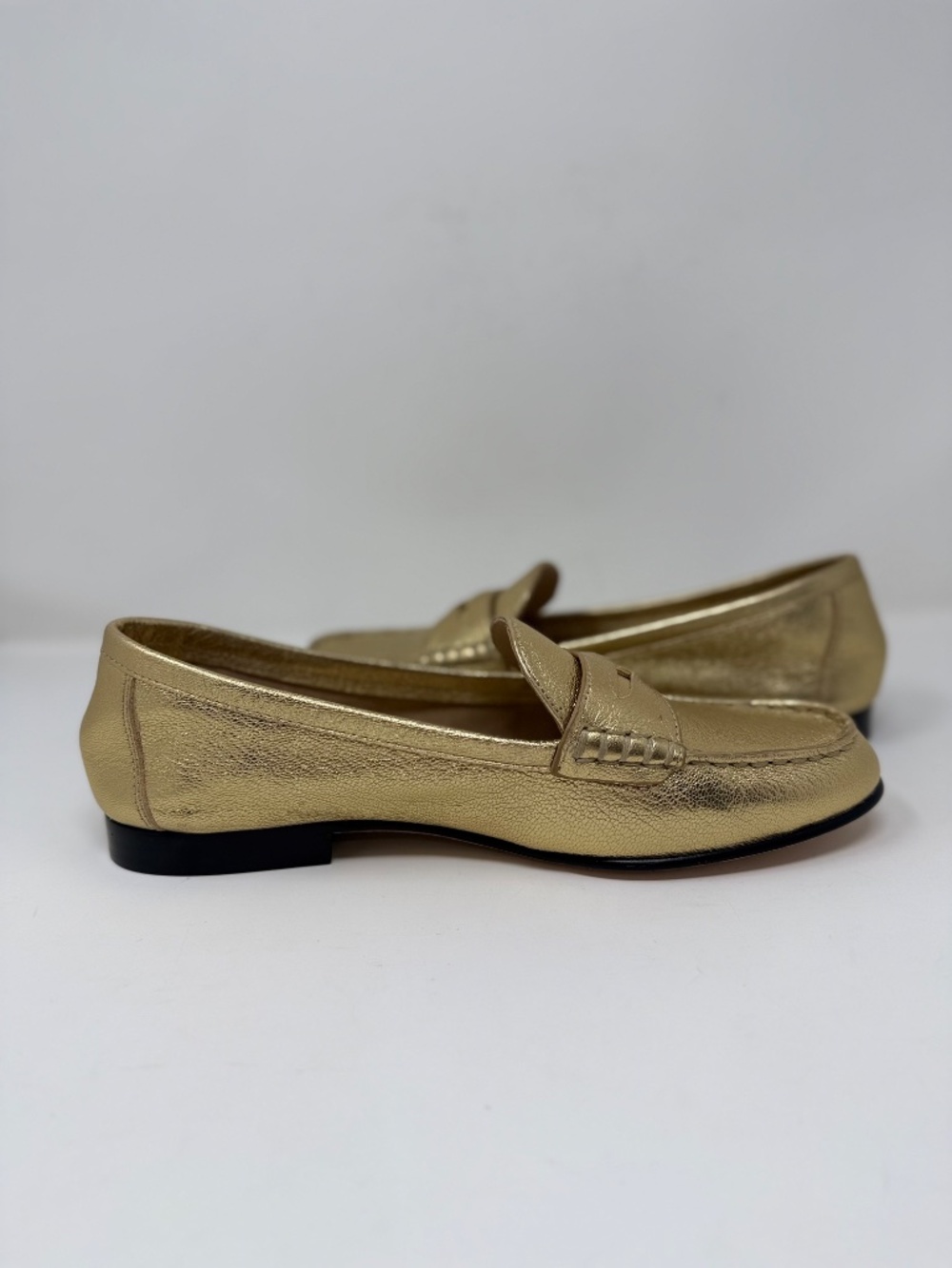 New Veronica Beard Penny Metallic Leather Loafer Gold Sz 9 - Picture 13 of 15